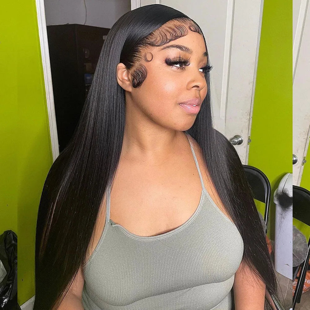 200 Density 13x4 13x6 Transparent Bone Straight 30 40 Inches Lace Front Human Hair Wigs Brazilian Frontal Wigs For Women