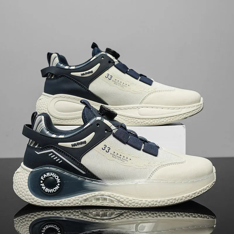 LATV Mens Sneakers with Rotating Buckle Comfy Non Slip Lace up Durable Shoes for Mens Outdoor Activities