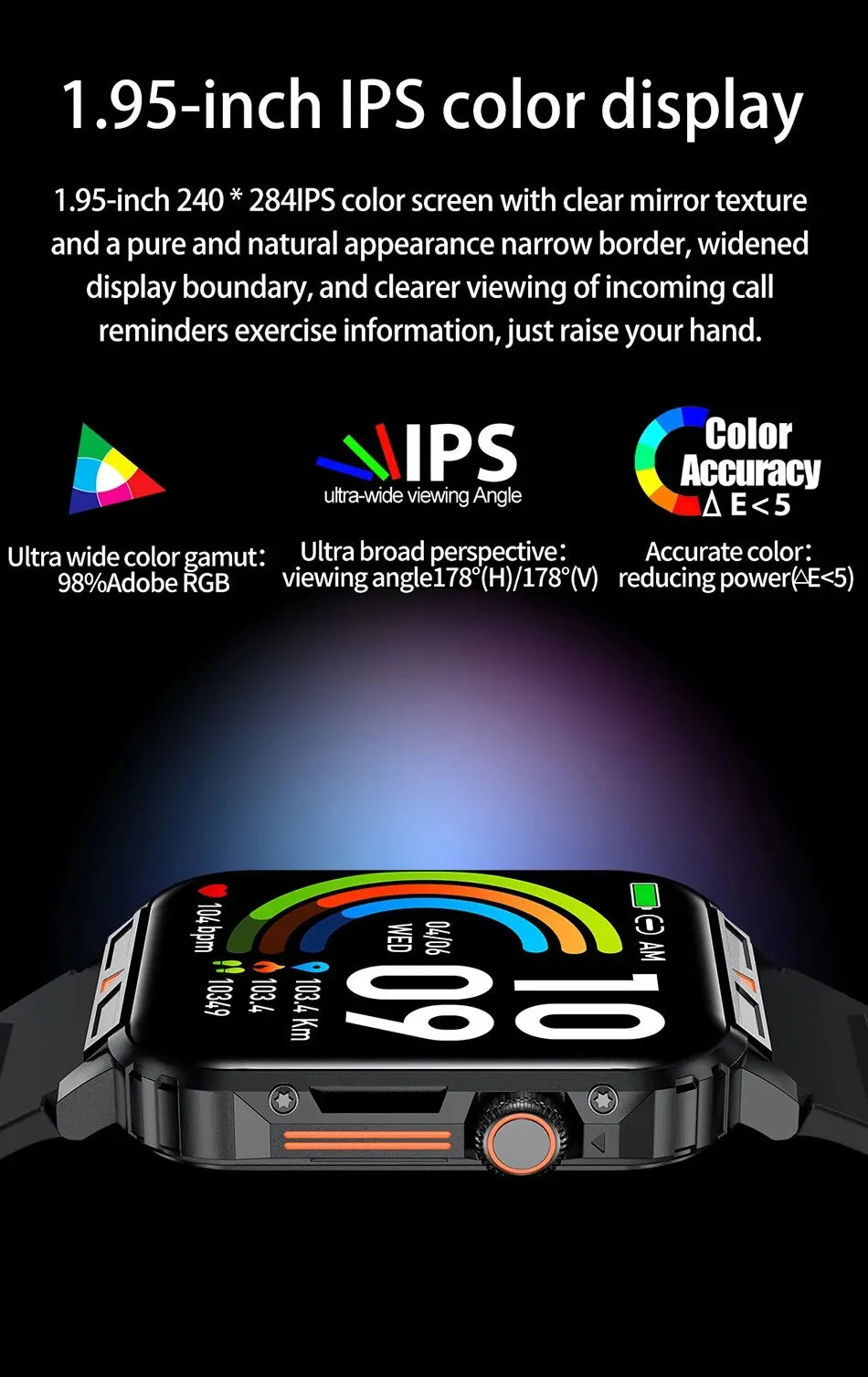 2024 Smartwatch 1.95 Inch Screen Health Monitoring Watches IP68 Waterproof Sport Fitness Smart Watch For Men Women Reloj Hombre