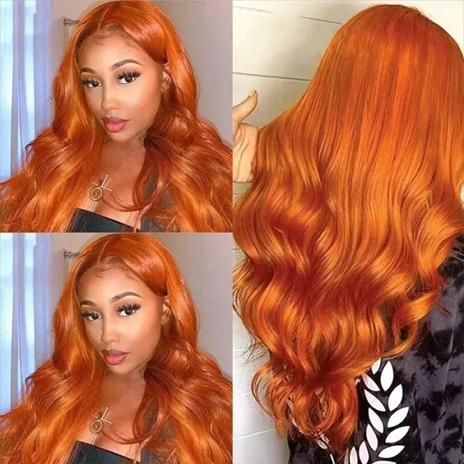 Lafino Ginger Hd Lace Wig 13x6 Human Hair Loose Body Wave 13x4 Lace Frontal Body Wave Wigs Orange Wig 350 Colored Human Hair Wig
