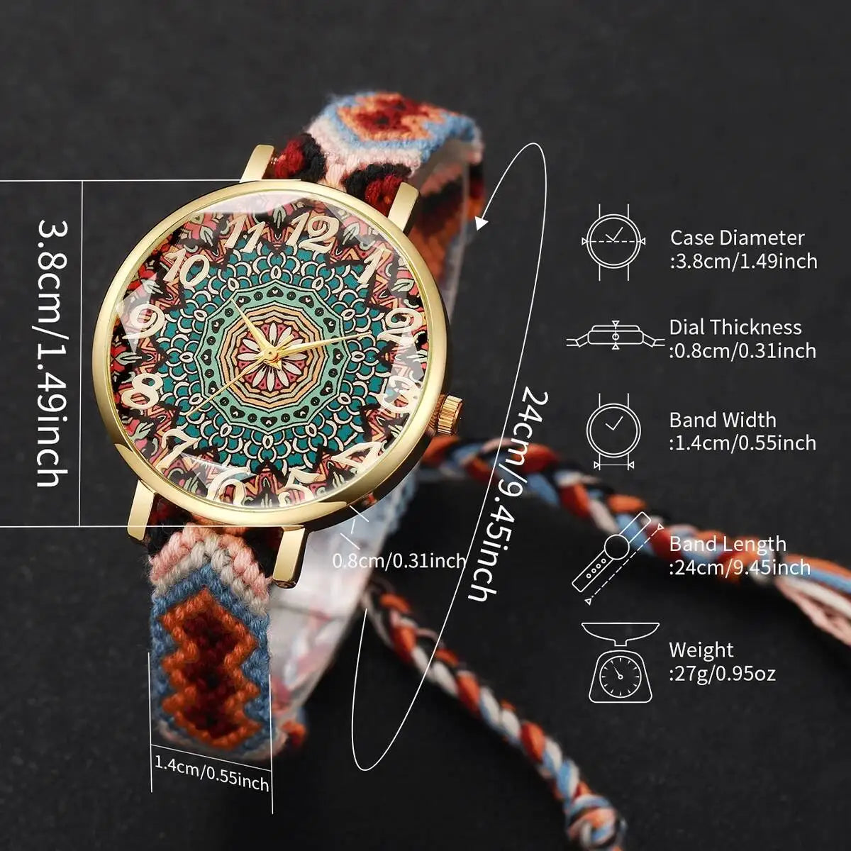 1/6/7PCS Fashion Women Watches Vintage Woven Strap Ladies Quartz Wristwatches Reloj Mujer（Without Box）