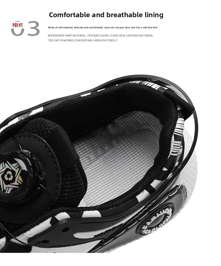 LATV Mens Sneakers with Rotating Buckle Comfy Non Slip Lace up Durable Shoes for Mens Outdoor Activities