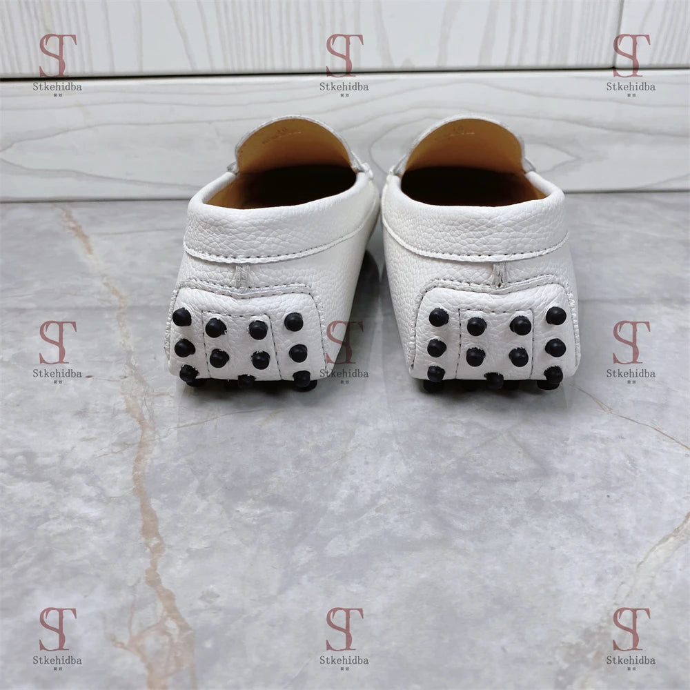 120 Genuine Leather Woman Shoes Square Toes Shallow Slip-on Loafers Shoes For Woman Real Leather Daily Shoes Plus Size 34-42