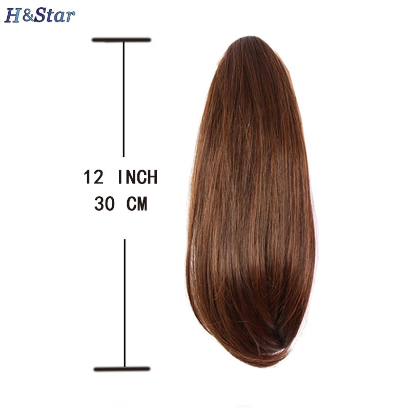 Synthetic 12Inch Short Ponytail Extension Long Ponytail Clip In Claw Hair Extension Natural Looking  Hairpiece For Women