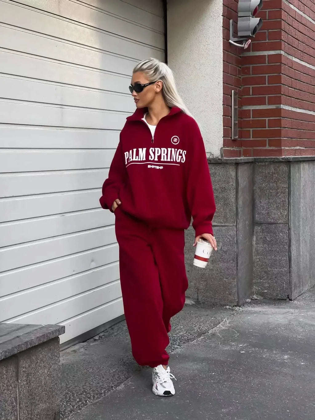 Zekye Spring Hoodies Women Letter Print Sweatshirt Hoodie Red Turtleneck Half Zipper Collar Pullover Tops K Pop Clothes Y2k