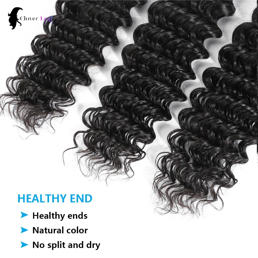 Deep Wave Human Hair Bundles Raw Hair Bundles 100% Natural Deep Curly Remy Peruvian Hair Weave Extensions 1/3/4 Bundle for Women