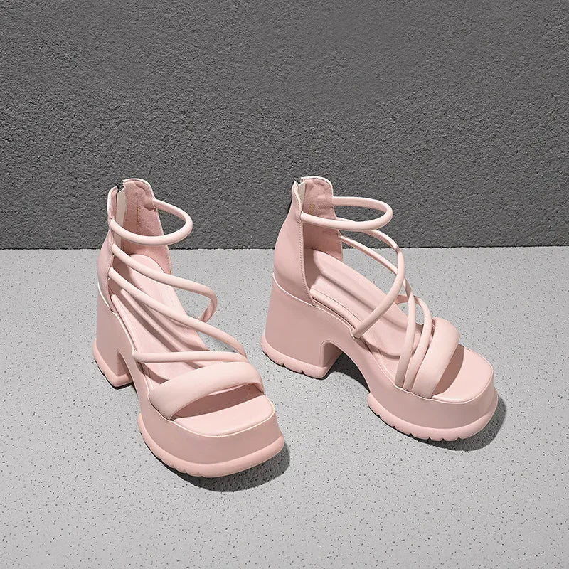 Women Platform High Heels Wedges Buckle Slope Sandals Women Shoes Summer New Fashion Thin Band Thick Sole Pumps Zapatos De Mujer