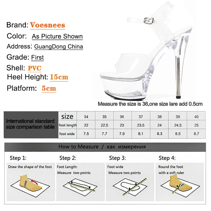 12cm 13cm 15CM Transparent Shoes for Party Club Clear Super High Heels Sandals Stiletto Sexy Pole Dance Strippers Women Shoes