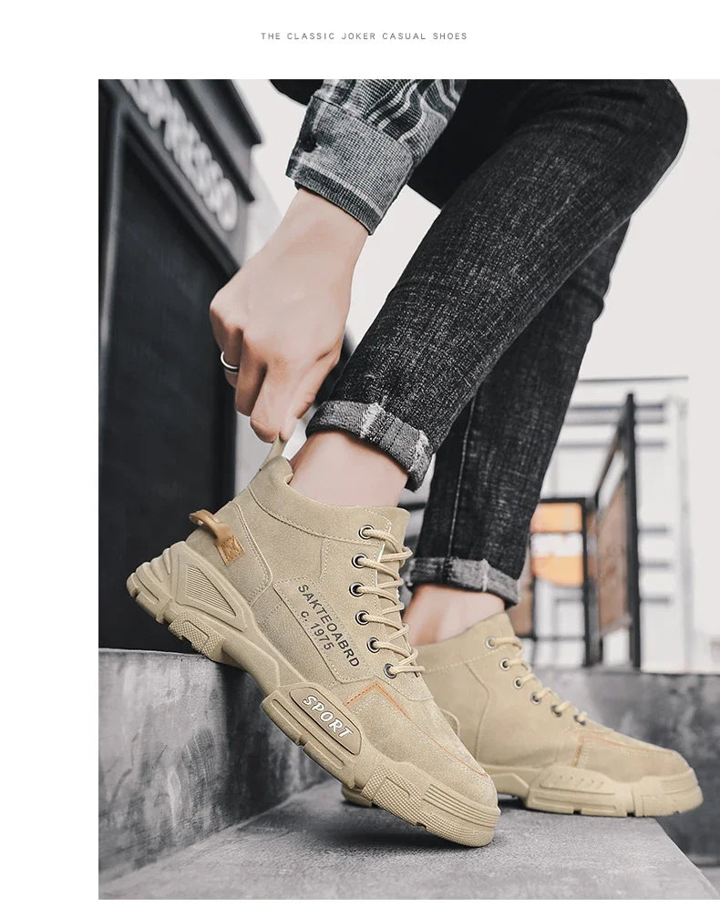 Men's Casual Boots Soft Sole Anti Slip Four Seasons Work Outdoor Botas Student Sports Boot Fashion Youth Versatile Trendy Boots