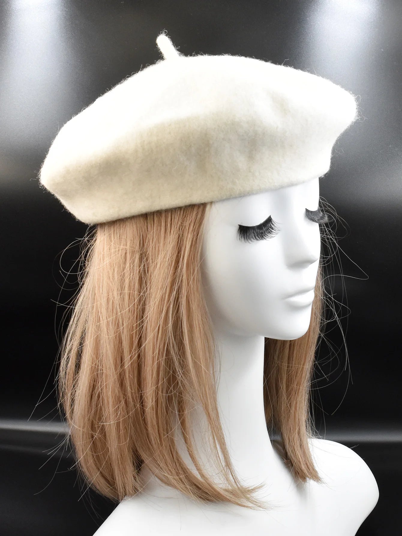 New Women black pink Berets Hat Fashion Solid Color Wool Knitted With Ladies Beanie Beret Hat Warm Autumn and winter Cap