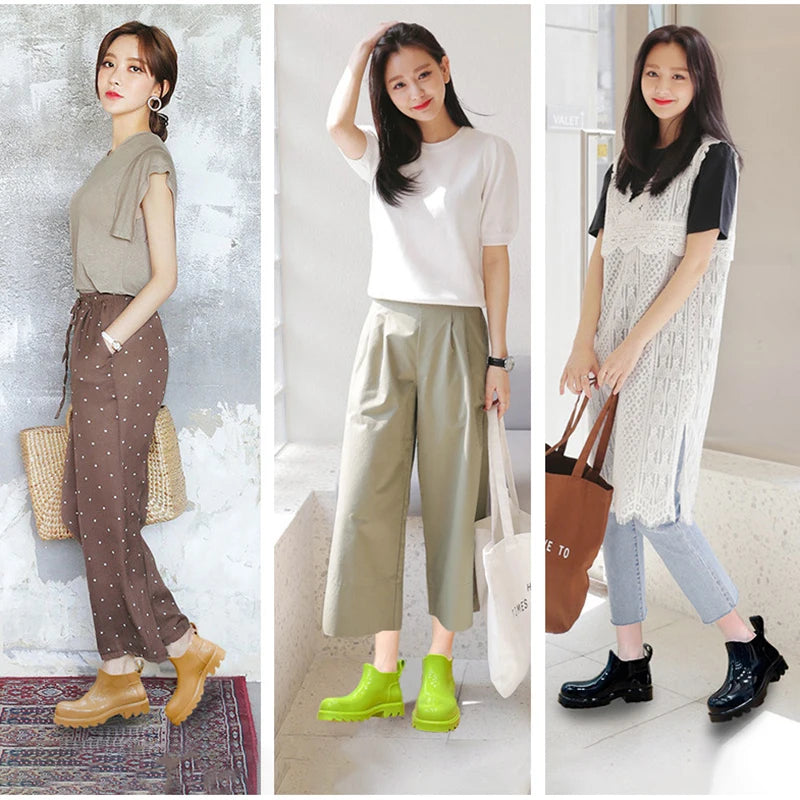 Fashion Women Waterproof Rain Boots Female Ankle Boots For Women Ladies Kitchen Rubber Boots Garden Work Water Shoes Galoshes