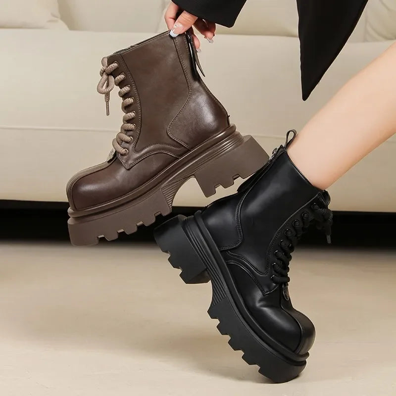 Women Flats Ankle Cool Boots Autumn Designer Platform Shoes 2024 New Brand Fashion Dress Chelsea Boots Walking Zapatillas Female
